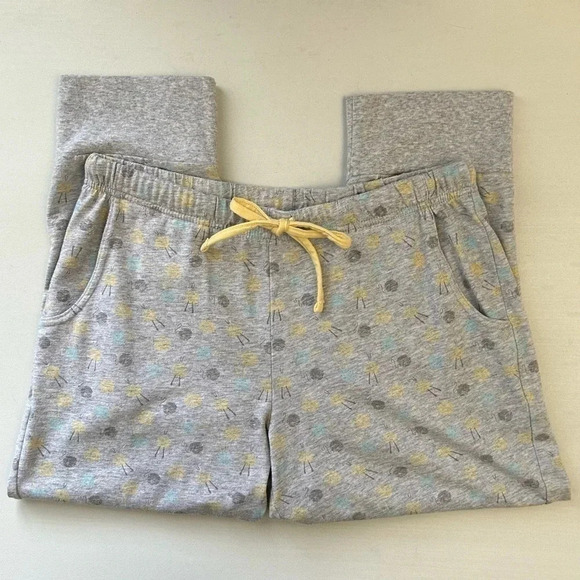 La Vie en Rose Pajama Set 3PC Sleepwear Top Shorts Capris Grey Yellow Small - Picture 16 of 16